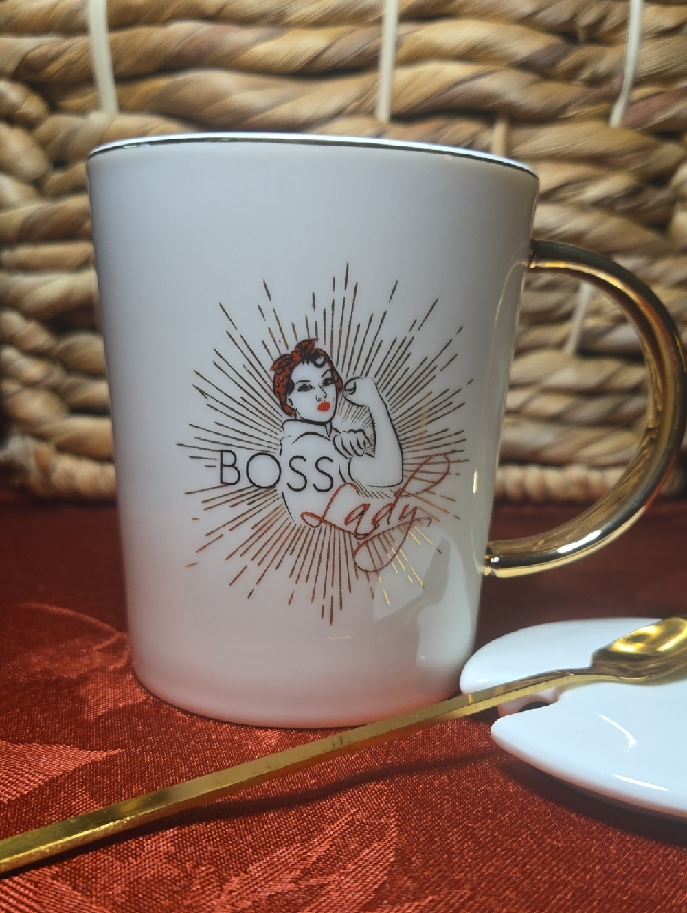 Boss Lady Ceramic Mug with Gold Handle By Uplyft Guru